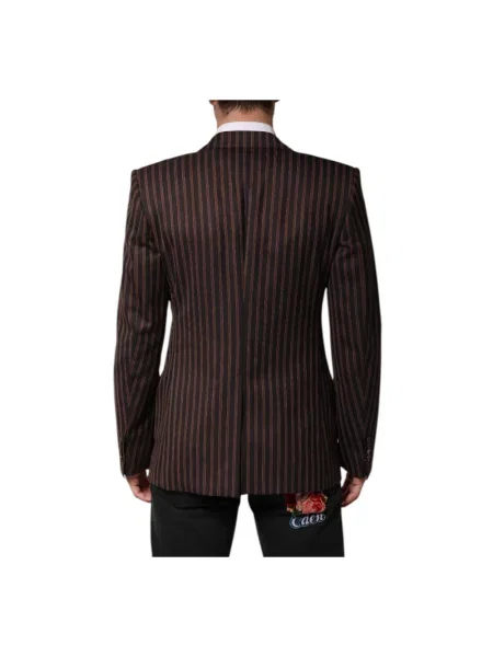 Marynarka Dolce And Gabbana w paski z paskiem brązowa