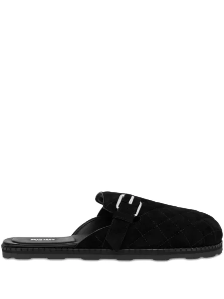 Papuci tip mules Moschino din piele de căprioară negru