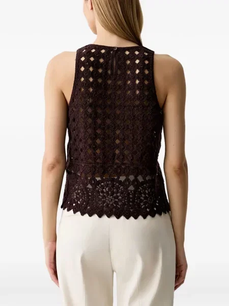 Top Sisley fără mâneci tricotate maro