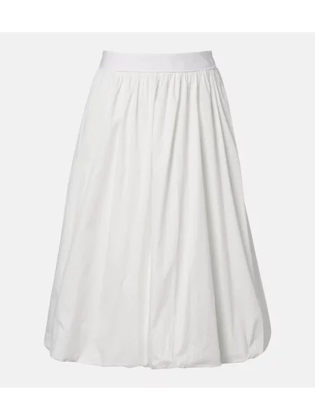 Fustă midi Bananhot din poplin alb
