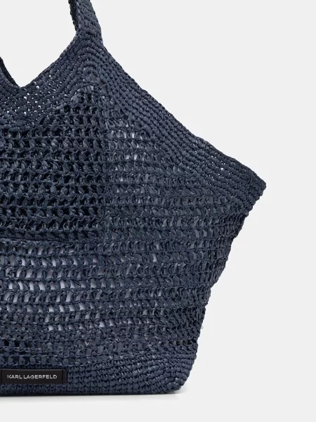 Karl Lagerfeld torebka tote pleciona K/SIGNATURE niebieska