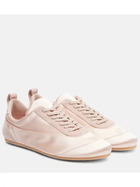 Sneakerși Jil Sander din piele de căprioară roz