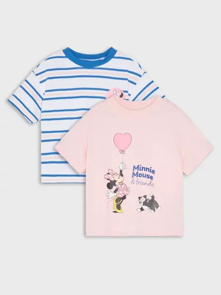 Sinsay trička s potiskem Minnie Mouse 2 pack krémová