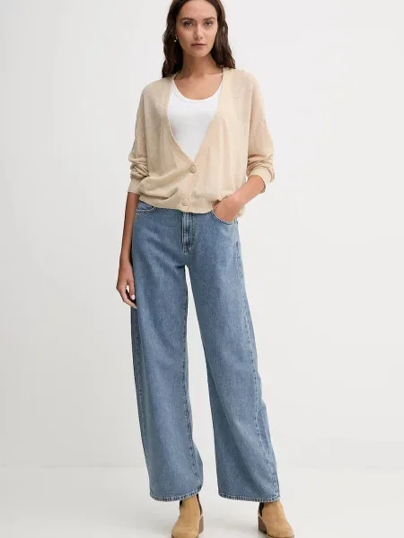 Кардиган з вовною United Colors of Benetton легкий бежевий