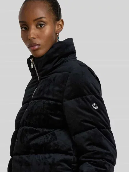 Kurtka pikowana z detalem z logo Lauren Ralph Lauren czarna