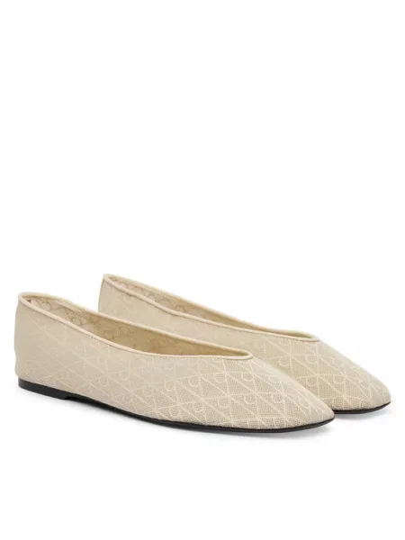 Calvin Klein Balerinke Square Ballerina Aop Mesh Écru