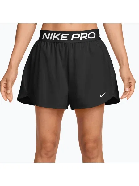 Тренувальні шорти Nike Pro Dri-Fit Mid-Rise Brief-Lined 3" black/white білі