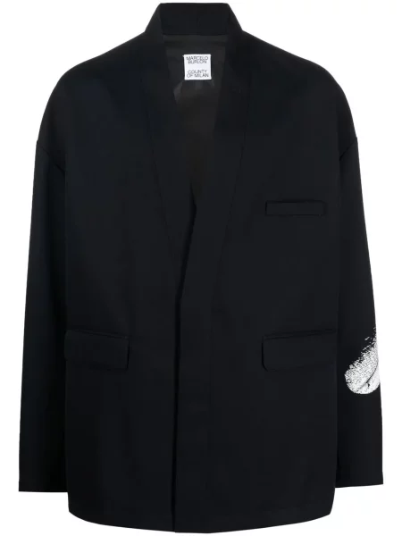 Sacou Marcelo Burlon County Of Milan de lână cu pene albastru