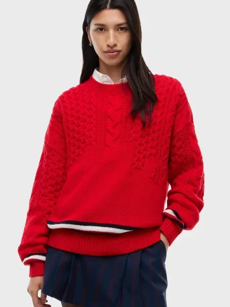 Вовняний светр Tommy Jeans червоний