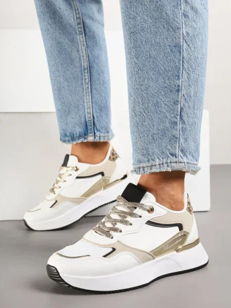 Sneakersy z Panterką i Napisem Raccaria białe