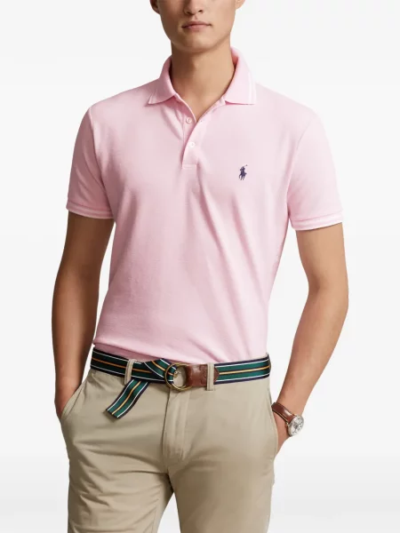 Tricou polo Polo Ralph Lauren cu glugă cu blană cu broderie roșu