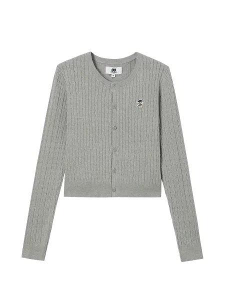 Cardigan Chocoolate cu broderie tricotate gri