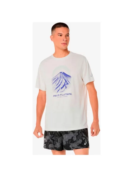 Koszulka Asics Fujitrail Logo krótki rękaw czysty niebieski S biały