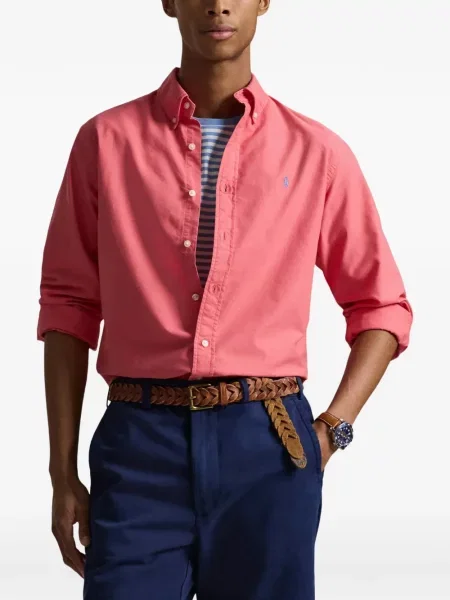 Λινό ριγέ polo Polo Ralph Lauren με κέντημα πράσινο