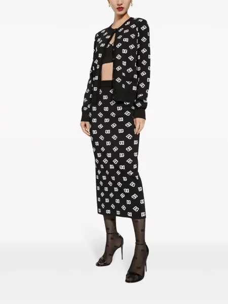 Megztas midi sijonas Dolce & Gabbana iki kelių juoda