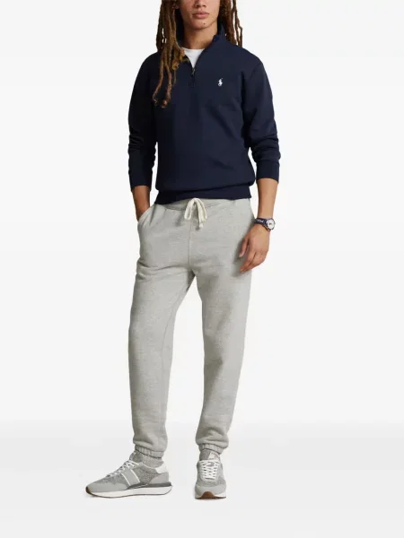 Iš natūralios odos trumpas dryžuotos polo marškinėliai Polo Ralph Lauren pilka