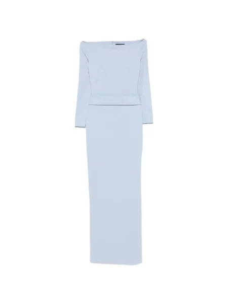 Rochie maxi Solace London cu umerii deschiși albastru