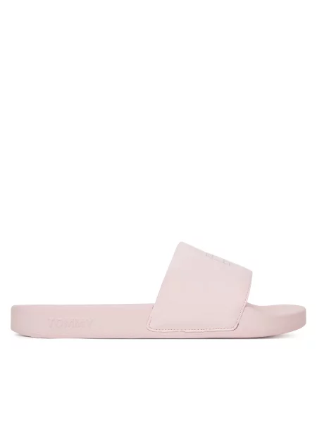 Šlepetės Tommy Jeans Flag Pool Slide Patent rožinė