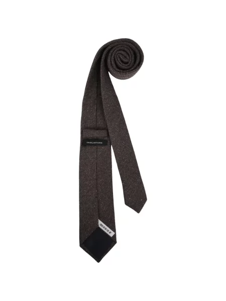 Cravată Tagliatore cu model herringbone maro