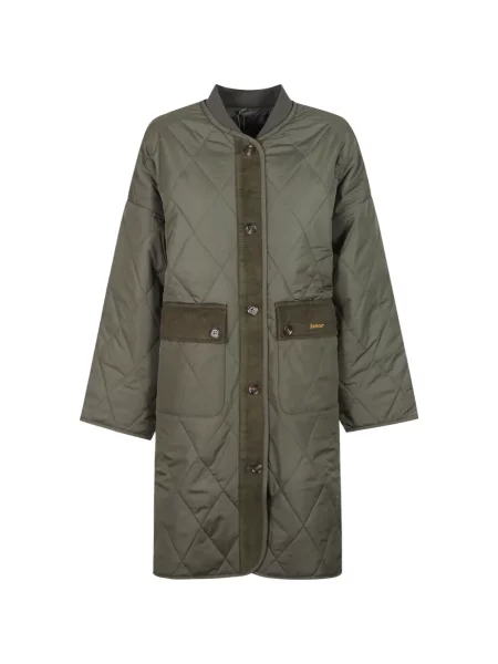 Matlasat palton Barbour de catifea cord verde