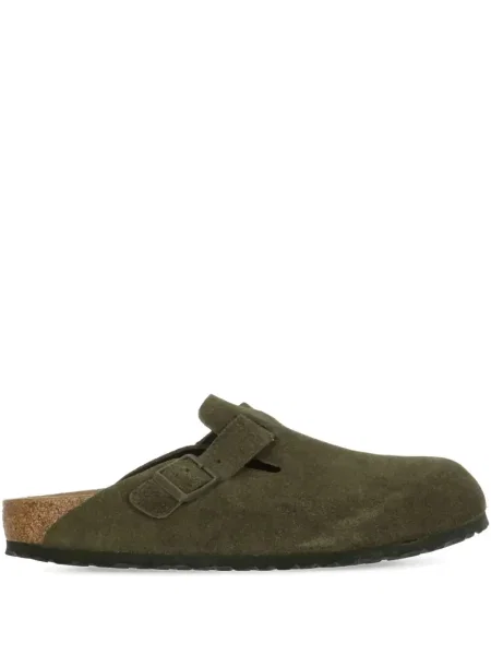 Saboți Birkenstock din piele de căprioară verde