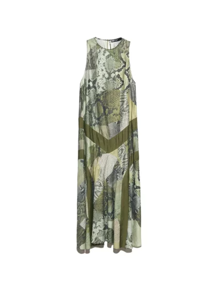 Rochie Bimba Y Lola cu model piele de șarpe în linie A verde