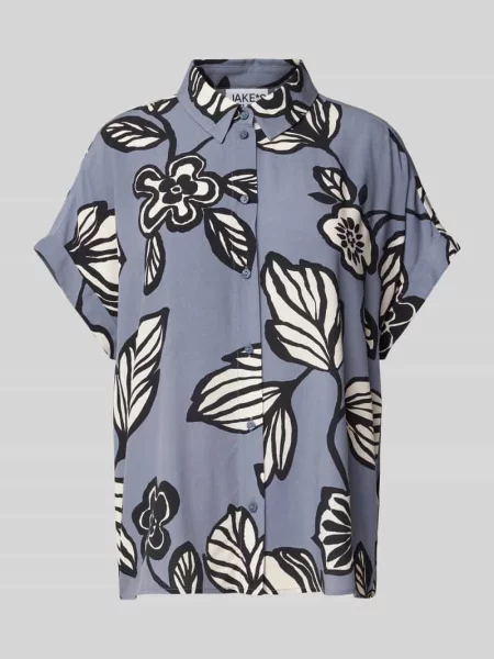 Bluzka o kroju relaxed fit z krótkim rękawem Jake*s Studio Woman niebieska