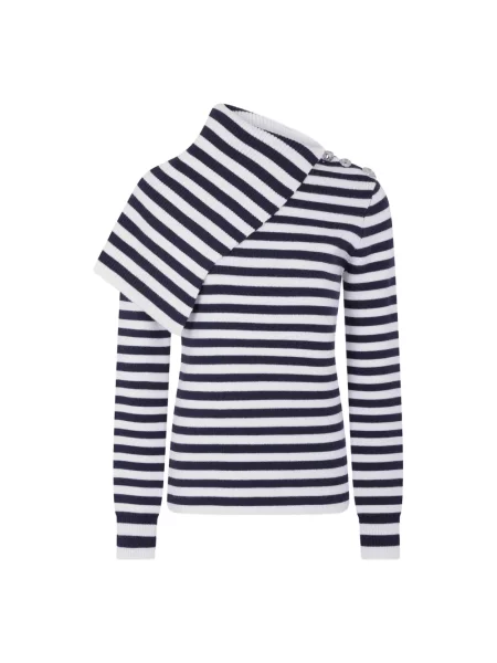 Koszulka Rabanne w paski asymetryczna biała