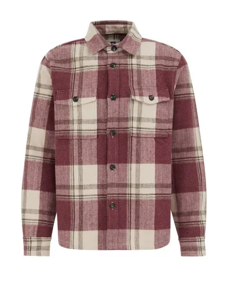 WE Fashion Přechodná bunda olivová / vínově červená bílá