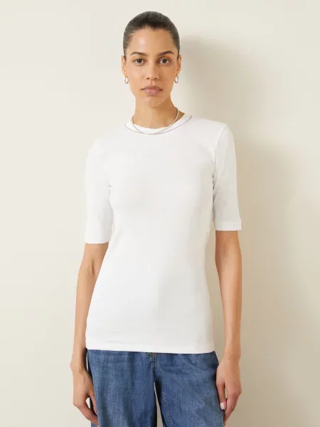 Brunello Cucinelli Dzianinowa Bluzka Z Koralikami weiss biała