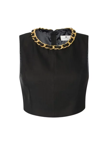 Lniana bluzka Elisabetta Franchi czarna
