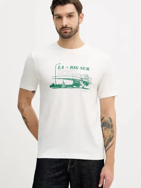 Majica Tommy Hilfiger s tiskom bež