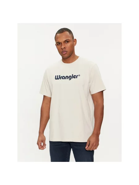 WRANGLER Marškinėliai tamsiai mėlyna / natūrali balta