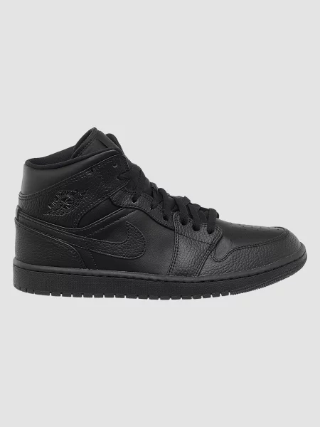 Шкіряні Кросівки Jordan  1 Mid Triple Black чорний
