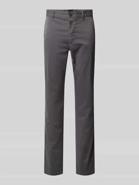 Chinosy o kroju slim fit z wpuszczanymi w stylu francuskim Boss Orange szare