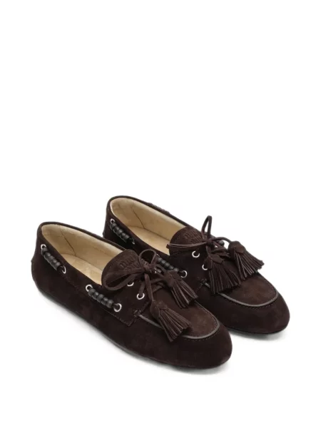 Pantofi loafer Miu Miu din piele de căprioară maro