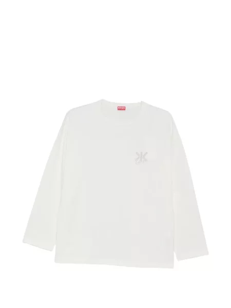 Дълго тениска Kenzo с автограф бяло