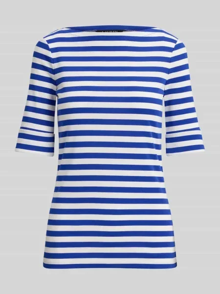 T-shirt o kroju slim fit z mieszanki bawełny Lauren Ralph Lauren niebieska