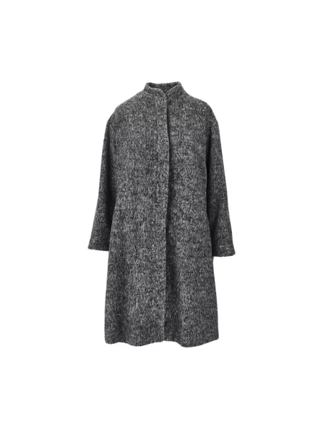 Płaszcz Emporio Armani wełniany ze stójką szary