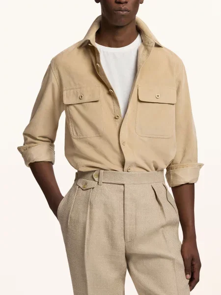 Ralph Lauren Purple Label Kordová Košile Comfort Fit béžová