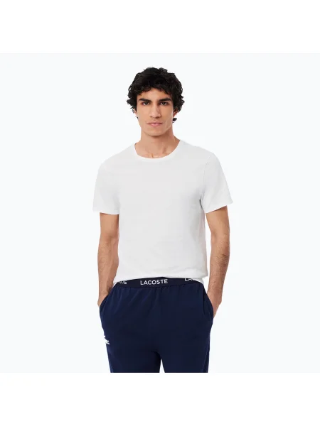 Мъжка тениска Lacoste white/silver chine/black бяло