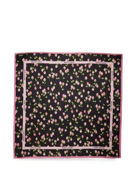 Fular Marc Jacobs de mătase cu model floral negru