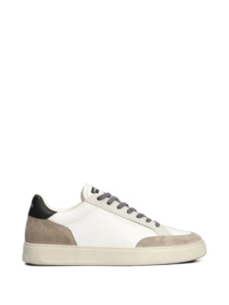 Sneakerși Crime London din piele de căprioară alb