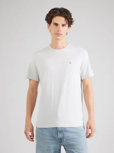 Calvin Klein Jeans Tričko svetlosivá / čerešňová biela