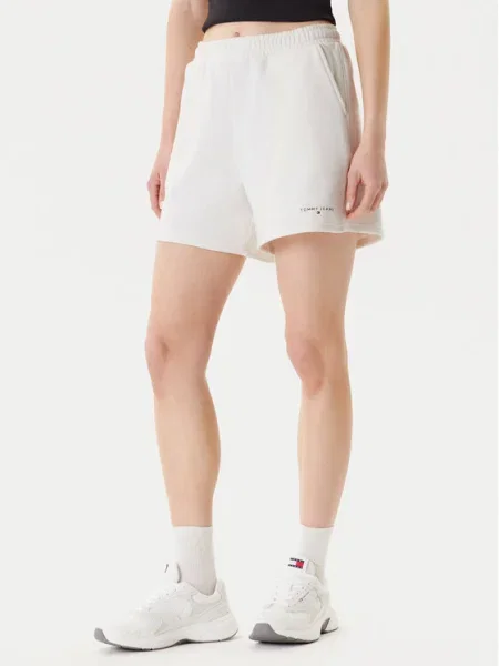 Tommy Jeans Pantaloni scurți sport Linear Écru alb
