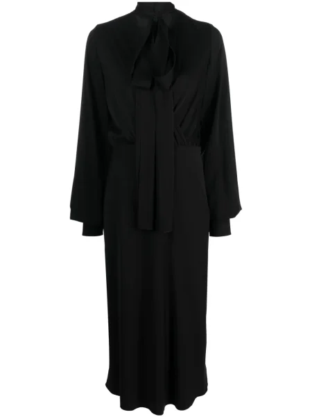 Rochie midi Sportmax de mătase până la genunchi de costum negru
