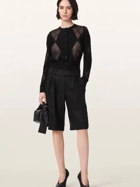 Allsaints Kardigan Bern Z Mieszanki Materiałów schwarz czarny