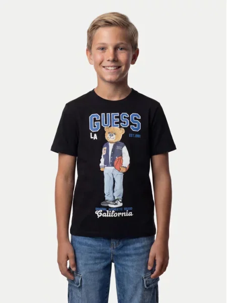 Guess Majica Regular Fit črna
