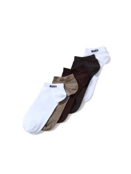 BOSS Șosete maro / ciocolatiu / brocart alb