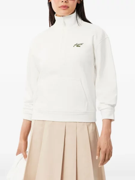 Φούτερ με φερμουάρ Lacoste με αυτόγραφο λευκό